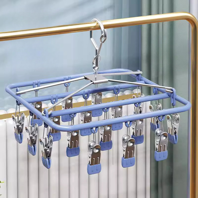 Baby Clothing Rack - Stainless Steel Multi-clamp Clothesline Baby Underwear