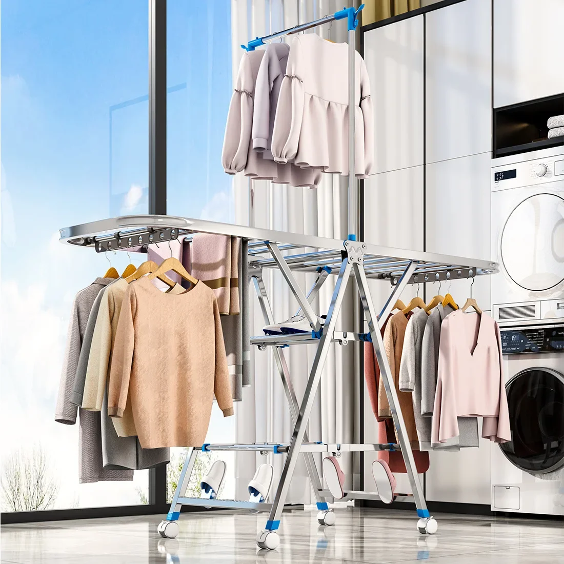 Baby Clothing Rack - Stainless steel drying clothes rack foldable
