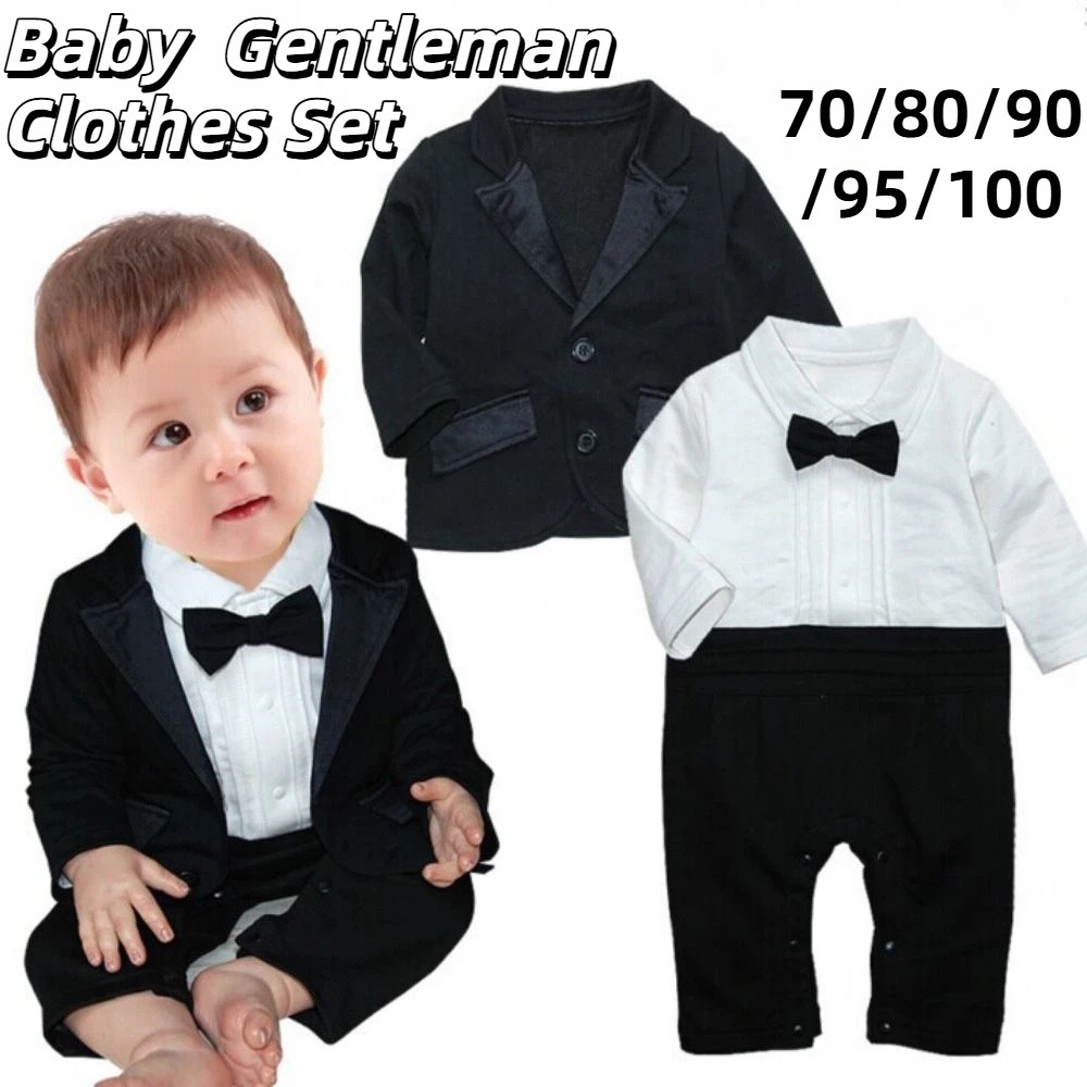 2Pcs/Set Black Tuxedo Gentlema - đánh giá và giá Baby Clothing Bundles