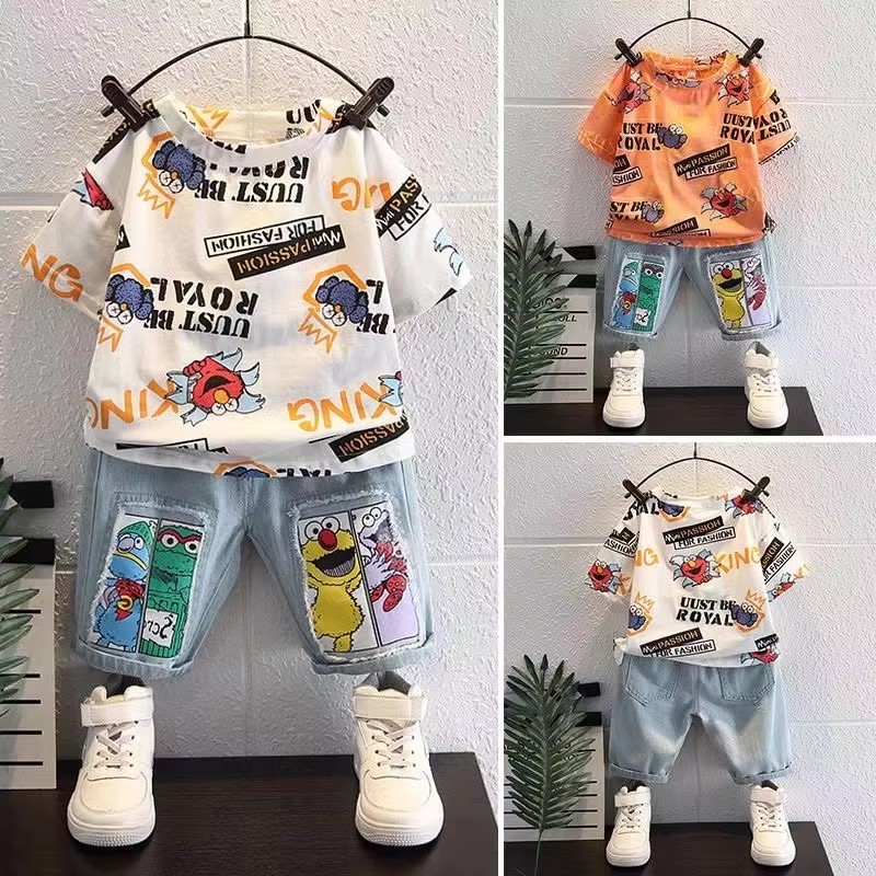 Cute Cartoon Print Short Sleev - đánh giá và giá Baby Clothing Drawing