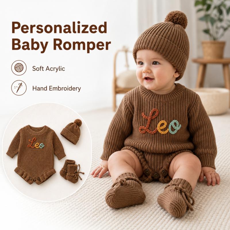 Personalized Baby Knit Romper  - đánh giá và giá Baby Clothing Names