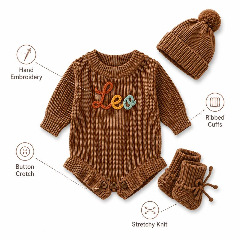 Personalized Baby Knit Romper  - đánh giá và giá Baby Clothing Names